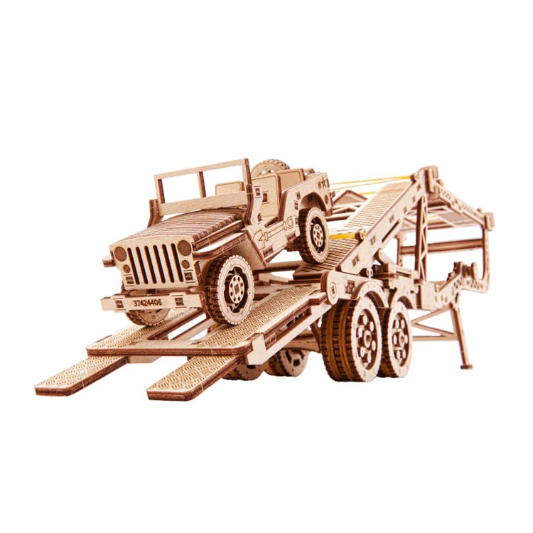 Wood Trick - Car Trailer & Jeep, Mechanical 3D Puz