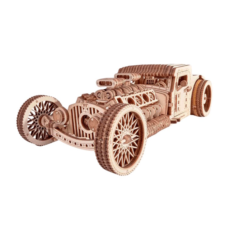 Wood Trick - Hot Rod, Mechanical 3D Puzzle - Image 2