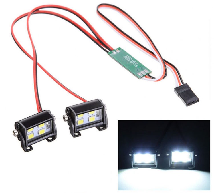 Hobby Details - White Double Row 4 LED Roof Spot Lights 1/10