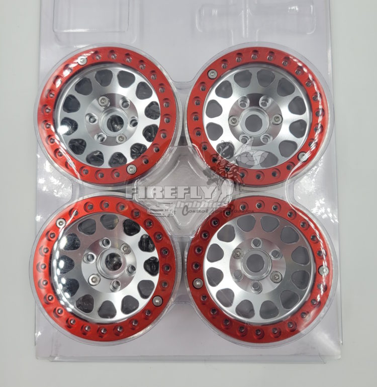 Thunder Innovation - 1.9in Alu. Beadlock Wheels Silver/Red (4pcs