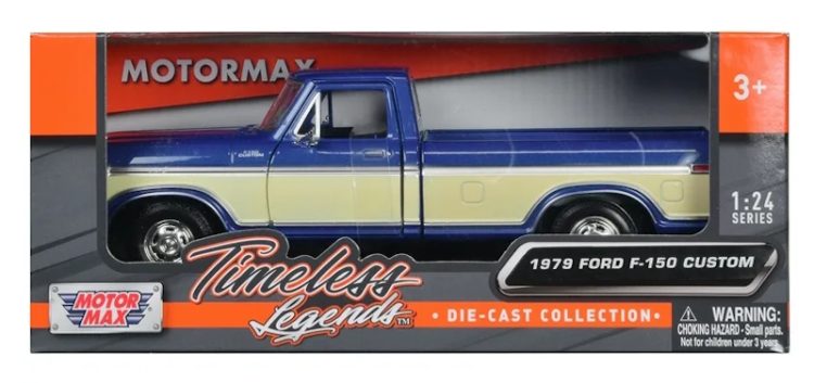 Motormax - 1:24 1979 Ford F-150 Custom - 2-Tone Cream / Blue "Timeless Legends" - Image 3