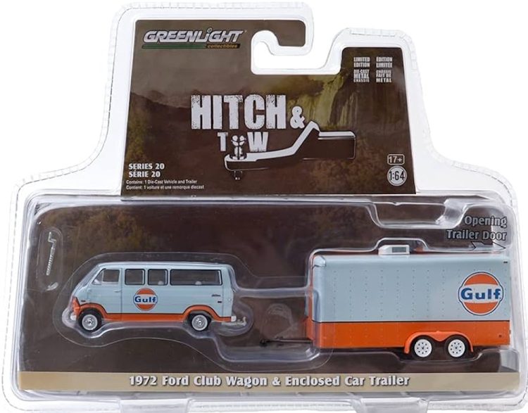 Greenlight - 1:64 Hitch & Tow Series 20 1972 Ford Club Wagon & Enclosed Car Trailer - Image 2