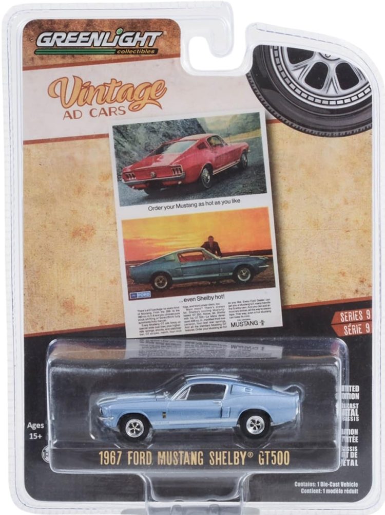 Greenlight - 1:64 Vintage Ad Cars Series 9 1967 Ford Mustang Shelby GT500 - Image 2