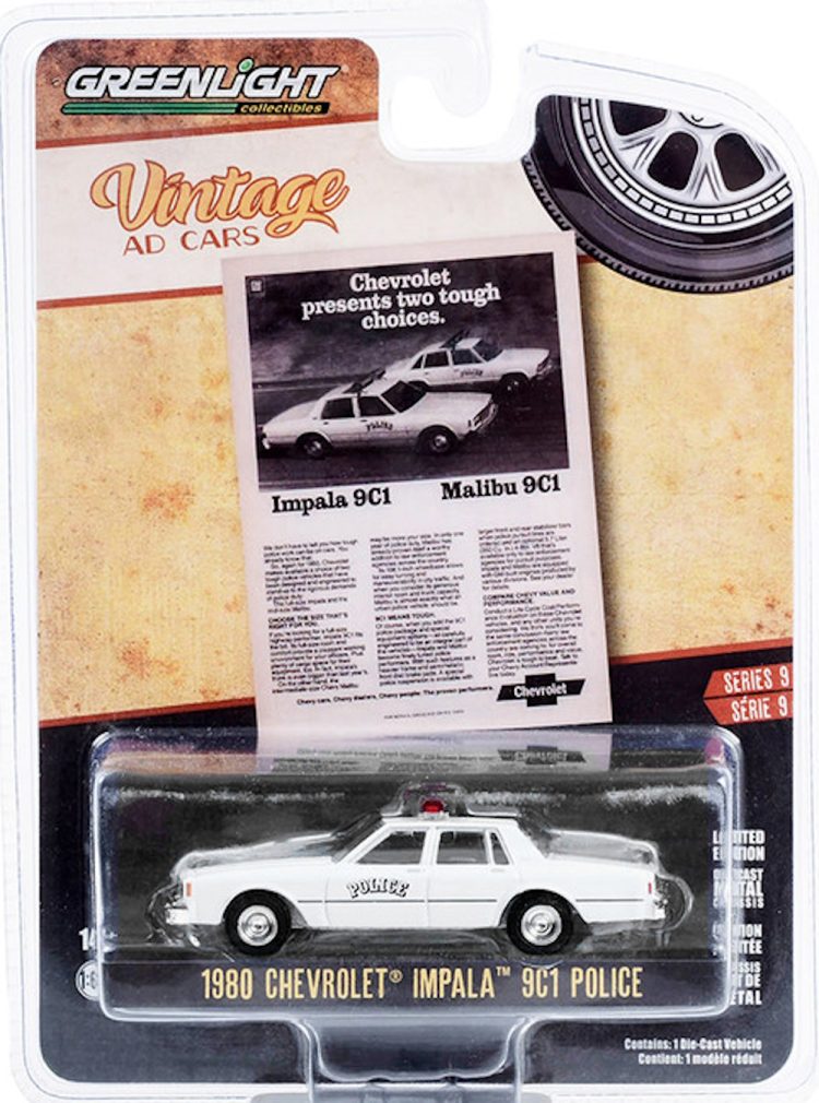 Greenlight - 1:64 Vintage Ad Cars Series 9 1980 Chevrolet Impala 9C1 Police - Image 2