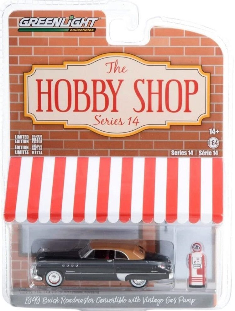 Greenlight - 1:64 The Hobby Shop Series 14 1949 Buick Roadster Convertible w/ Vintage Gas Pump - Image 2
