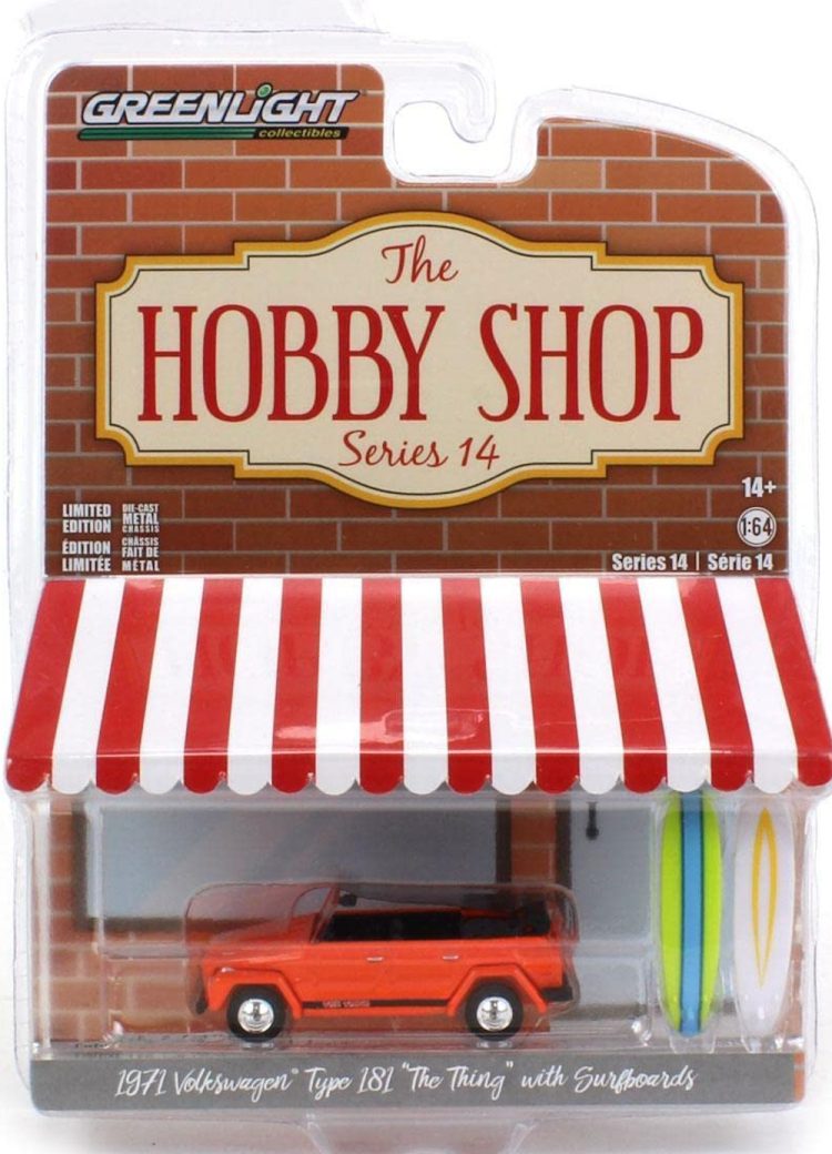 Greenlight - 1:64 The Hobby Shop Series 14 1971 Volkwagen Type 181 "The Thing" with Surfboards - Image 2