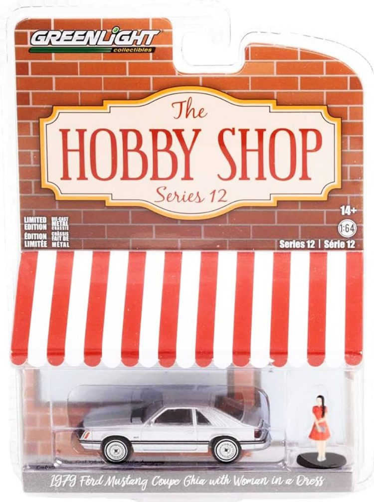 Greenlight - 1:64 The Hobby Shop Series 12 1979 Ford Mustang Coupe Ghia w/ Woman in a Dress - Image 2