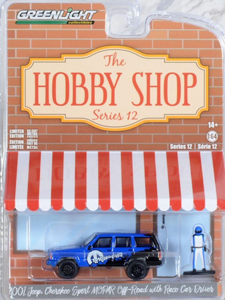 Greenlight - 1:64 The Hobby Shop Series 12 2001 Jeep Sport MOPAR Off-Road w/ Race Car Driver - Image 2