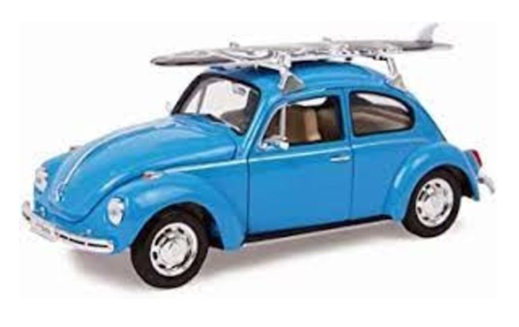 Welly - NEX 1:24 Volkswagen Beetle (Hard Top) - Blue w/ Surfboard