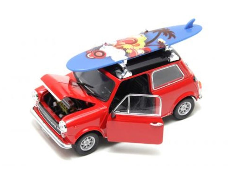 Welly - NEX 1:24 Mini Cooper 1300 - Red w/ Surfboard - Image 2