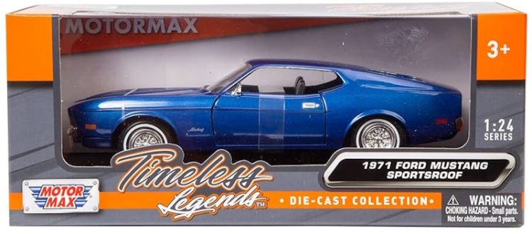 Motormax - 1:24 1971 Ford Mustang Sportsroof - Met. Blue "Timeless Legends" - Image 3