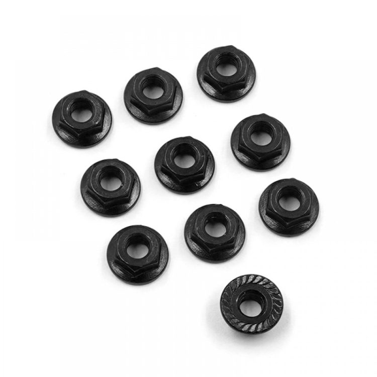 Yeah Racing - 4mm Aluminum Serrated Lock Nut 10pcs (Black)