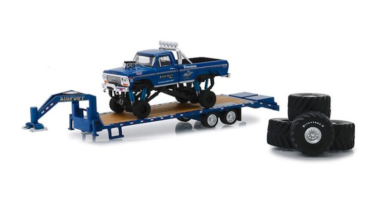 Greenlight - 1:64 BIGFOOT #1 The Original Monster Truck 1974 Ford F-250 w/ Gooseneck Trailer and Tires