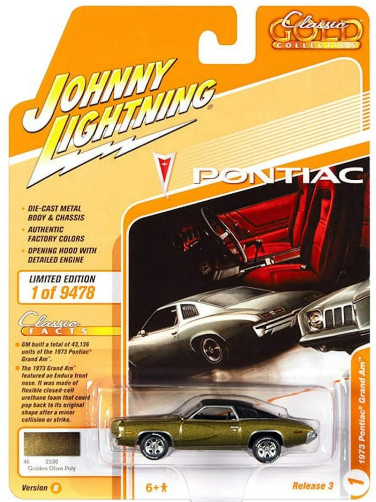 Johnny Lightning - 1:64 1973 Pontiac Grand Am (Golden Olive Poly) - Classic Gold Collection - Image 2