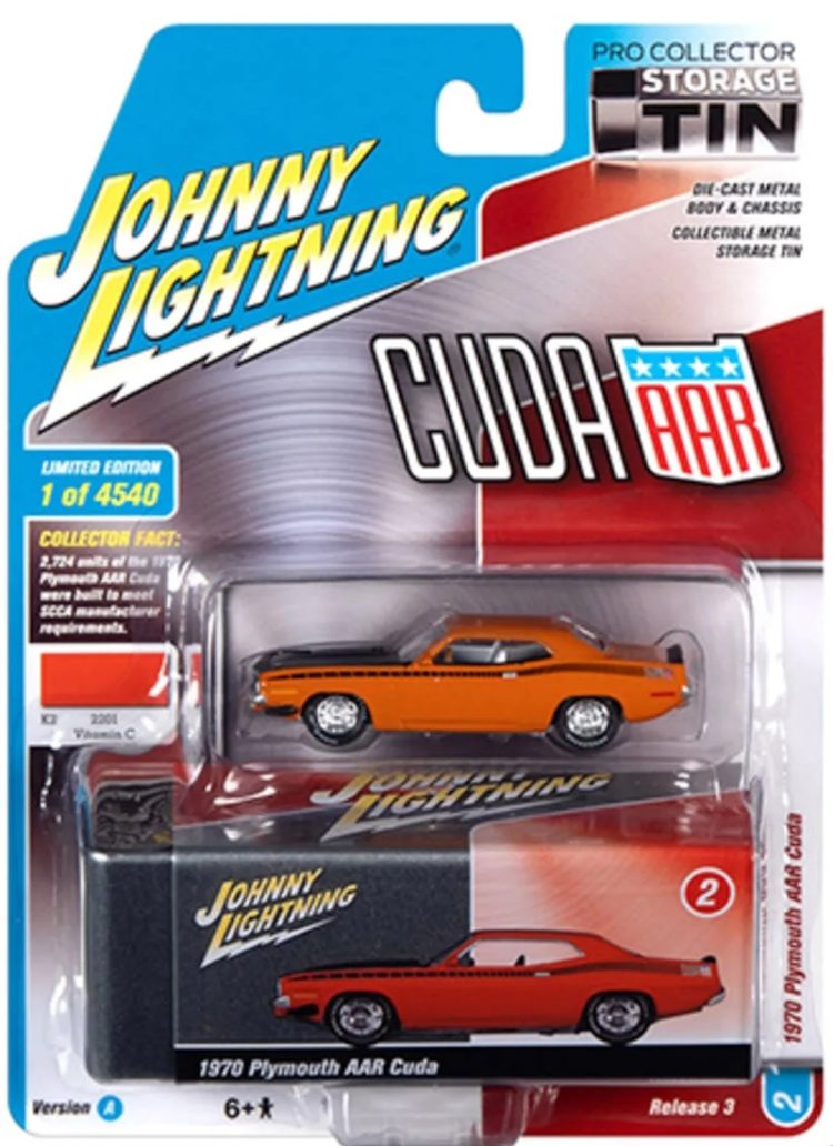 Johnny Lighning - 1:64 1970 Plymouth AAR Cuda (Vitamin C Orange) - Pro Collector Storage Tin - Image 2