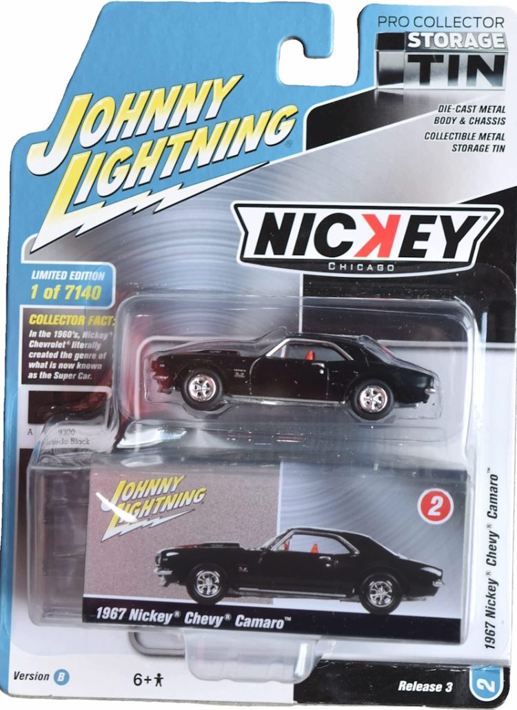 Johnny Lightning - 1:64 1967 Nickey Chevy Camaro (Tuxedo Black) - Pro Collector Storage Tin - Image 2