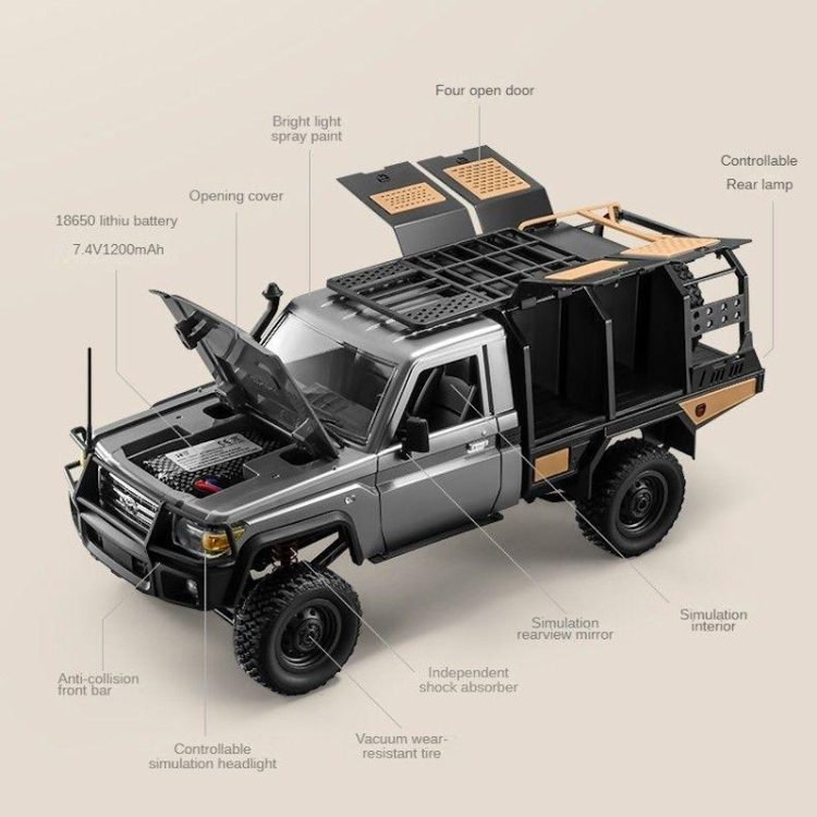 MN Model - RC 1:12 Toyota Land Cruiser LC-79 Supertourer - Silver - Image 2