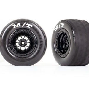 Traxxas - Tires & wheels, assembled, glued (Weld gloss black wheels, Mickey Thompson ET Drag Slicks, foam inserts) (rear) (2)