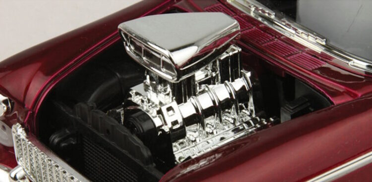 Motormax - 1:18 1955 Supercharged Chevy Bel Air  - Met. Burgundy - Image 4