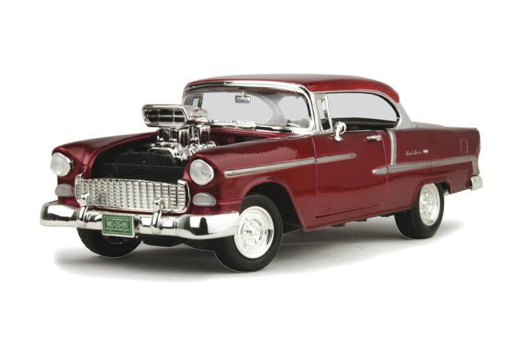 Motormax - 1:18 1955 Supercharged Chevy Bel Air  - Met. Burgundy
