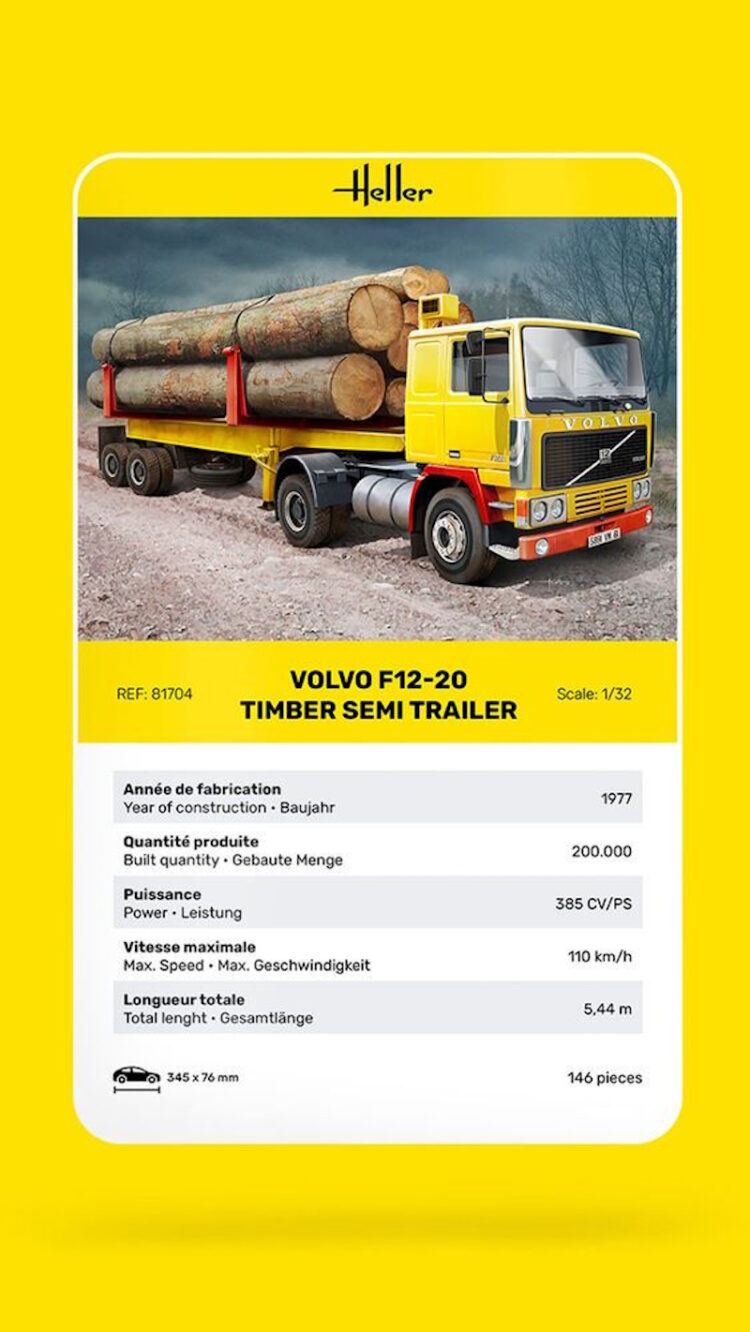 Heller - 1:32 Volvo F12-20 Globetrotter with Timber Semi Trailer - Image 4
