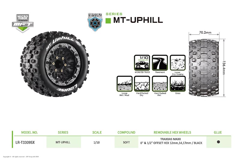 Louise RC - MFT - MT-Uphill - 1:10 Monster Truck Tire (Maxx) Set - Image 5